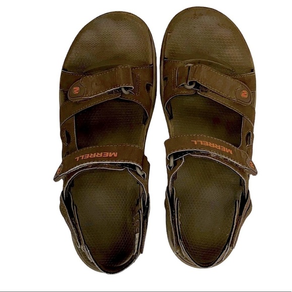 Merrell Men’s Dark Earth/Marmalade Air Cushion Sandals - Picture 7 of 15